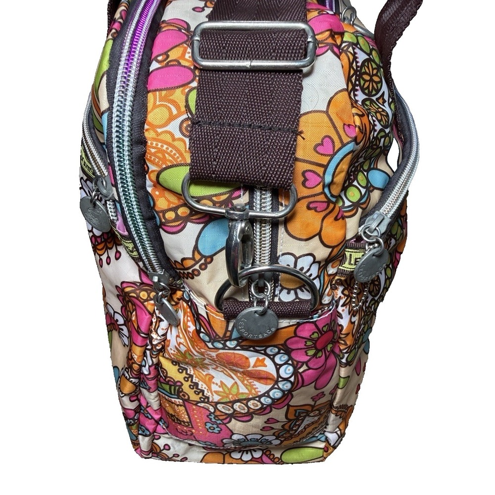Lesportsac Elephant Floral Weekender Travel Bag Hippie Dopamine Mod Duffle - Picture 4 of 13